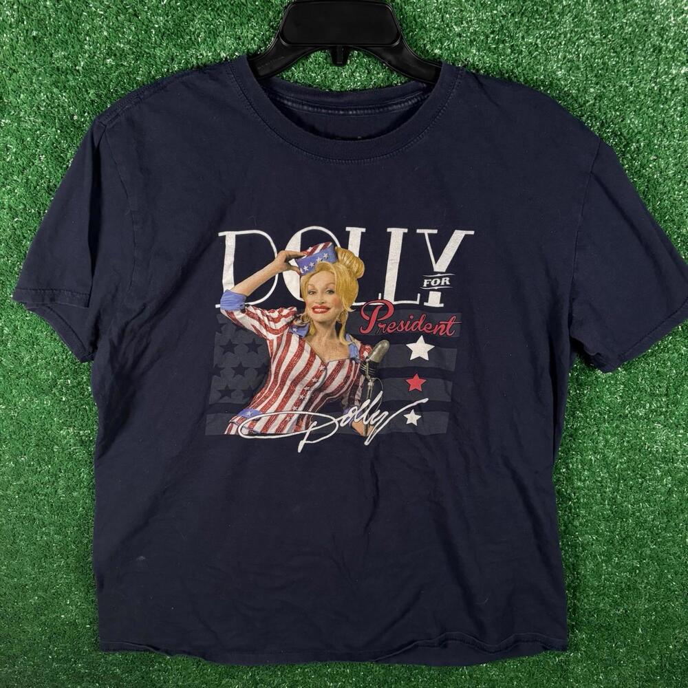 Dolly Parton for President T-Shirt Blue Tee Shirt Dollywood L Large